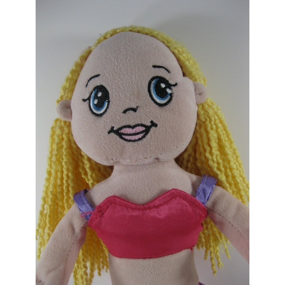 MERMAID 18" Plush Hot Pink Blond Yarn Hair Stuffed Toy Doll Ocean Sea Life SHINY